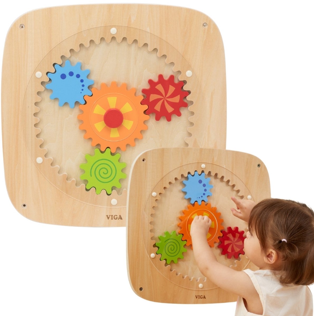 Viga Houten Plank Met Gekleurde Tandwielen - UNI