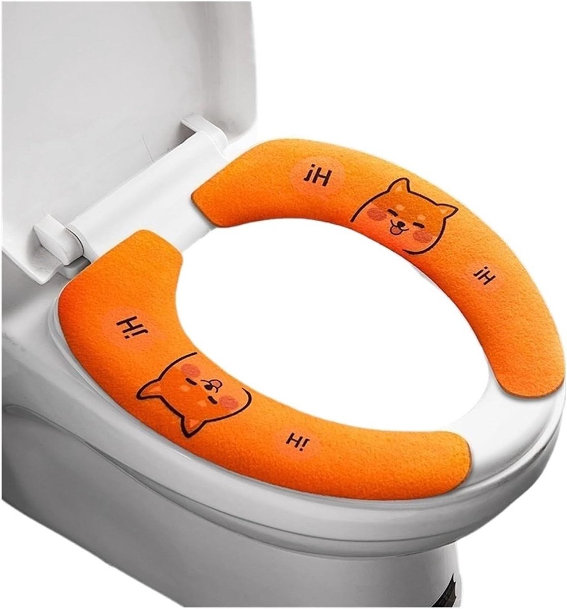 Toiletstoelhoes - Toiletbrilhoes WC-brilhoes - Badkamer Comfort - Snijbaar Flanel - Universeel - Oranje