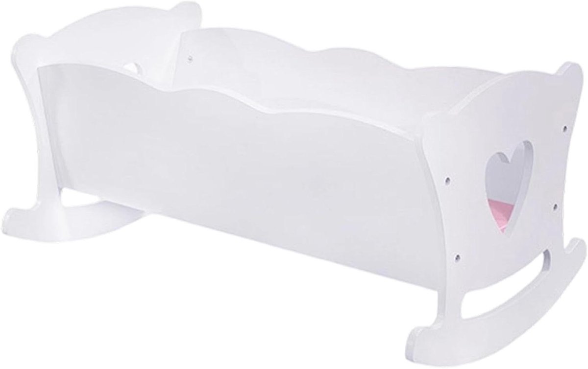 Poppenwieg Speelgoed - Poppenbedje Kinderkamer - Doe-alsof Spel - Schommelend Ontwerp - 58 x 37.5 cm - Houtkleur
