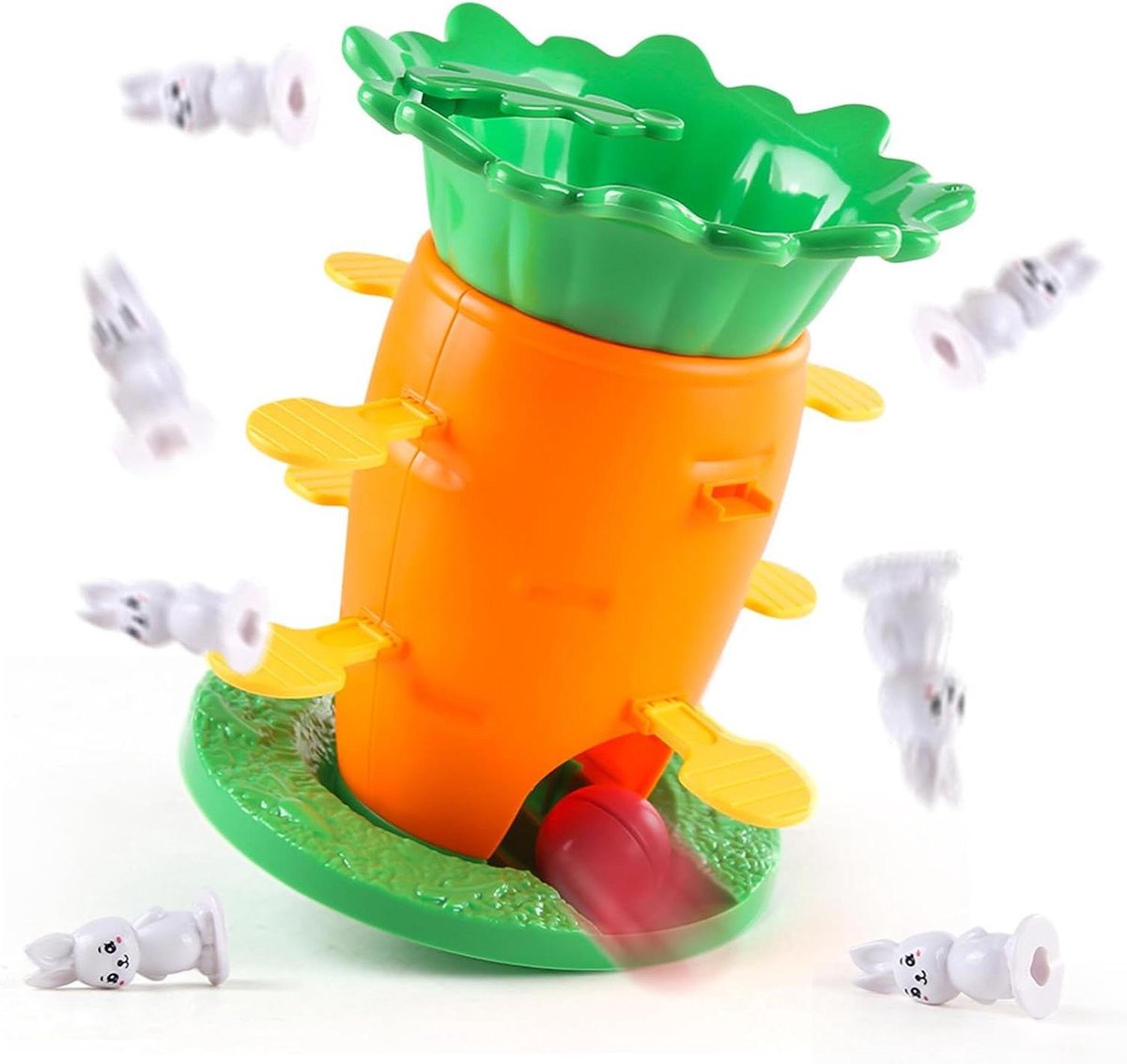 Balansspel Worteltoren - Stapelspel Konijntjes - Cognitieve Vaardigheden Ontwikkelen - Interactieve Puzzel Uitdaging - 23 x 23 x 10 cm