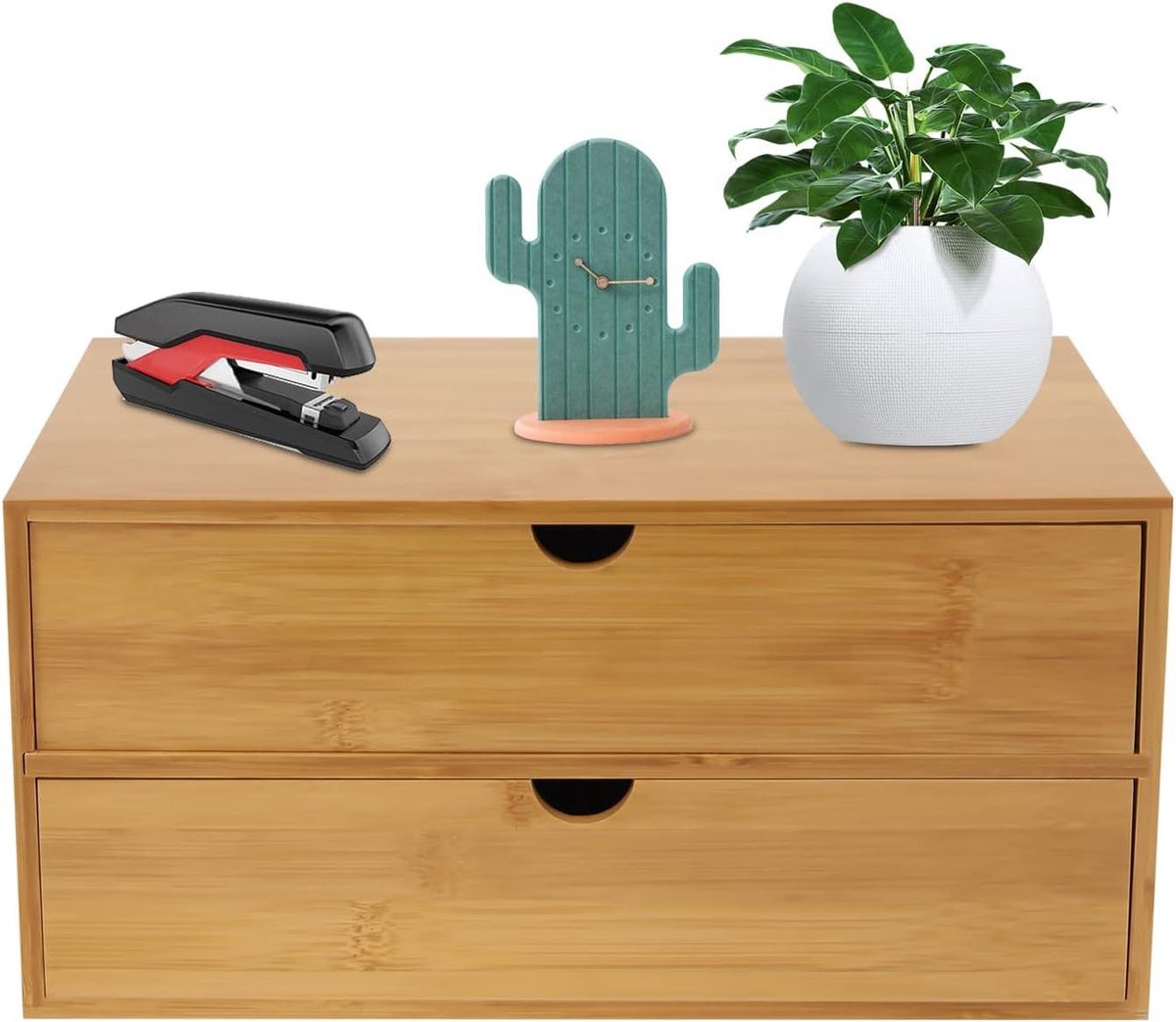 Ladebox Bureau Organizer - Opbergdoos Tafel - Bureau Opruimen - Bamboe Met 2 Laden