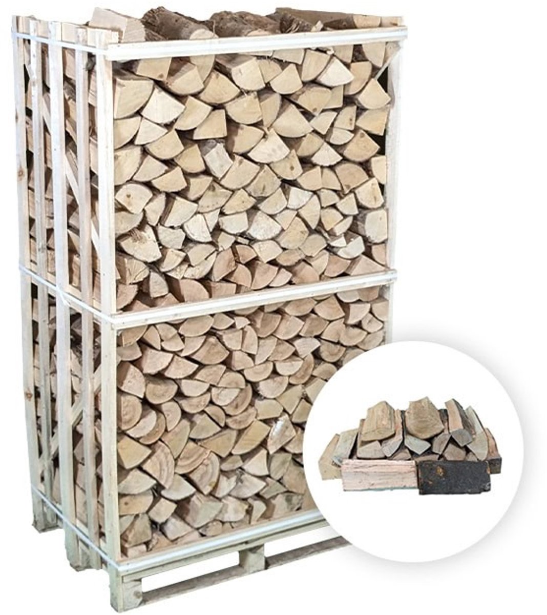 123natuurproducten.nl - Hele pallet ovengedroogd haardhout PREMIUM MIX (1,8 kuub gestapeld)
