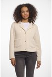Veste courte couleur crème à col revers, boutons dorés et poches à rabat.