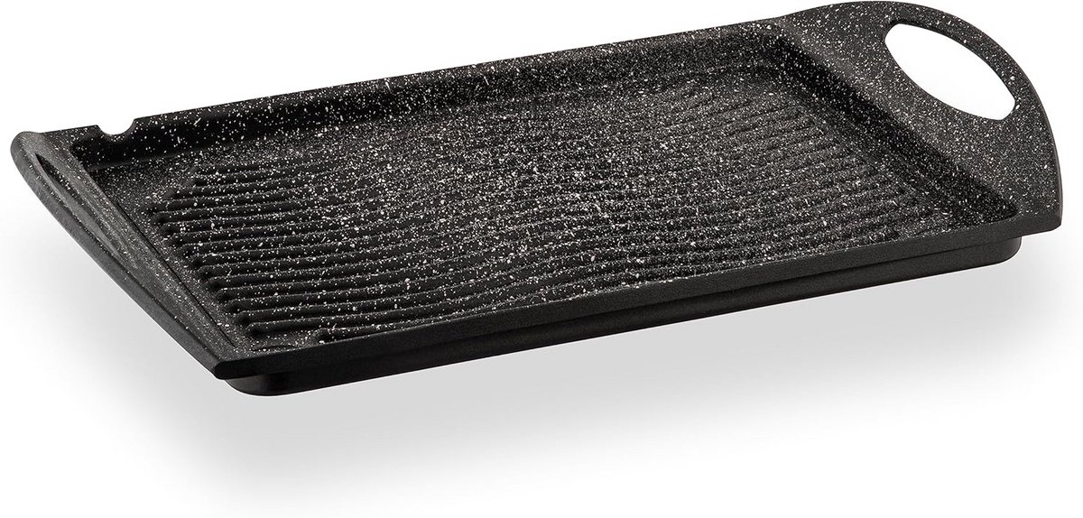 Grillplaat Grillpan - Koekenpan Plaat - Gezond Koken - Dik Aluminium Bodem - 34 x 26 cm - Zwart