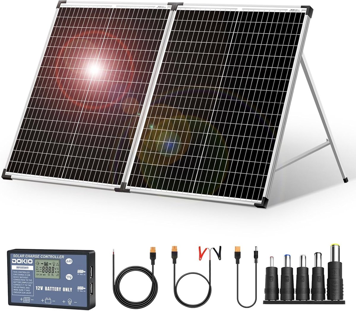 Opvouwbaar Zonnepaneel - Draagbare Energie - Outdoor Opladen - Hoge Efficiëntie Cellen - 100 Watt - Zwart