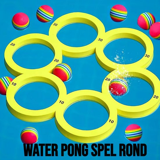 Jeu de piscine Water Pong 11 pièces rond - Jeu de lancer de balle pour enfants et adultes - Jouet flottant pour la plage, la mer, le bain - Jeu de lancer également jeu à boire - 11 pièces