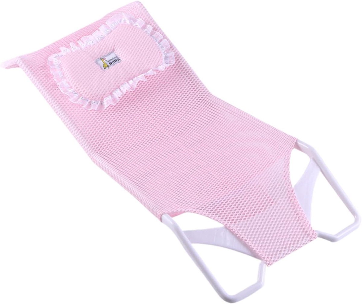 Babybadkussen - Badondersteuning baby - Veilig badderen - Ademend mesh - 58x28 cm - Roze