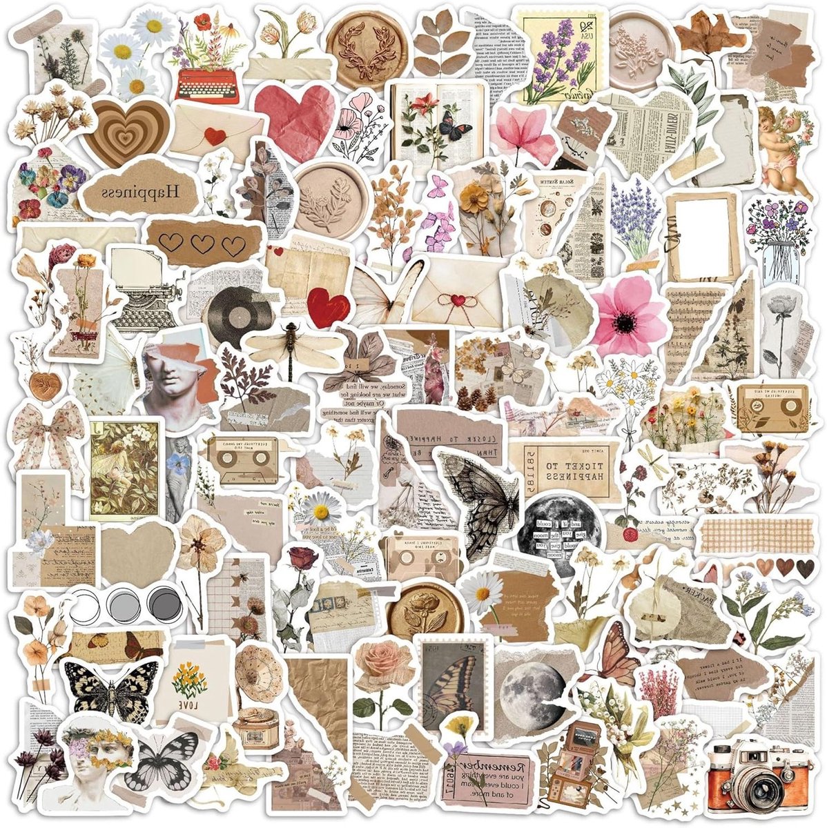 120 stuks vintage stickers - waterdichte vinyl stickers voor laptop, gitaar, iPad, skateboard en DIY scrapbook projecten