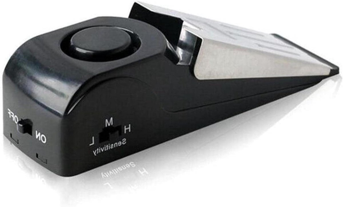 Deurstop Alarm - Deurstopper Beveiliging - Extra Veiligheid - Draadloos Geluidssignaal - 14 cm - Zwart Zilver