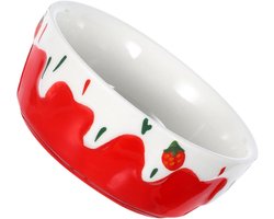 Keramische voerbak - Dierenkom - Kleine dieren voeren - Lekvrij ontwerp - 9 cm breed - Rood