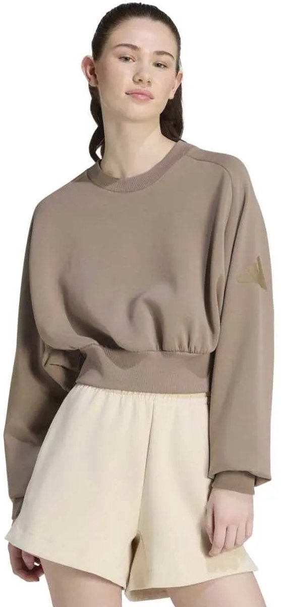Adidas Soft Lux All Szn Loose Sweatshirt M Regular Vrouw Khaki