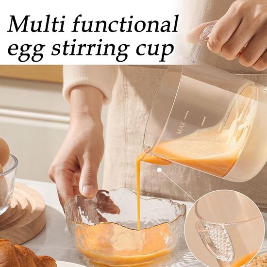 Eiermixerbeker - Mixbeker Klopper - Snel Ingrediënten Mengen - Handgeperste Fysieke Mengtechnologie - 162 x 122 cm - Beige — afbeelding 5
