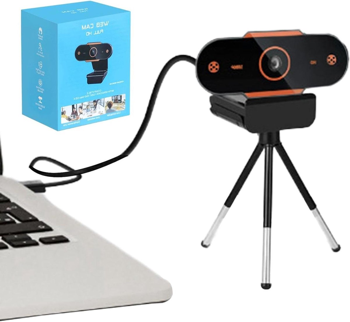 HD Webcam - USB Camera - Online Communicatie - Ruisvrije Microfoon - 1080P Resolutie - Oranje