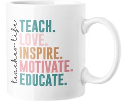 Koffiemok Teacher life - cadeau voor leraar of juf