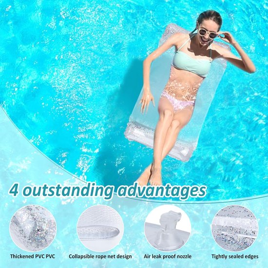 Sander Shop Luchtmatras, voor zwembad, opblaasbare waterhangmat voor volwassenen, 3-in-1 waterhangmat, loungestoel, zwembad, lounge, luchtmatras, waterhangmat, zwembadluchtmatras van sander-shop — afbeelding 2