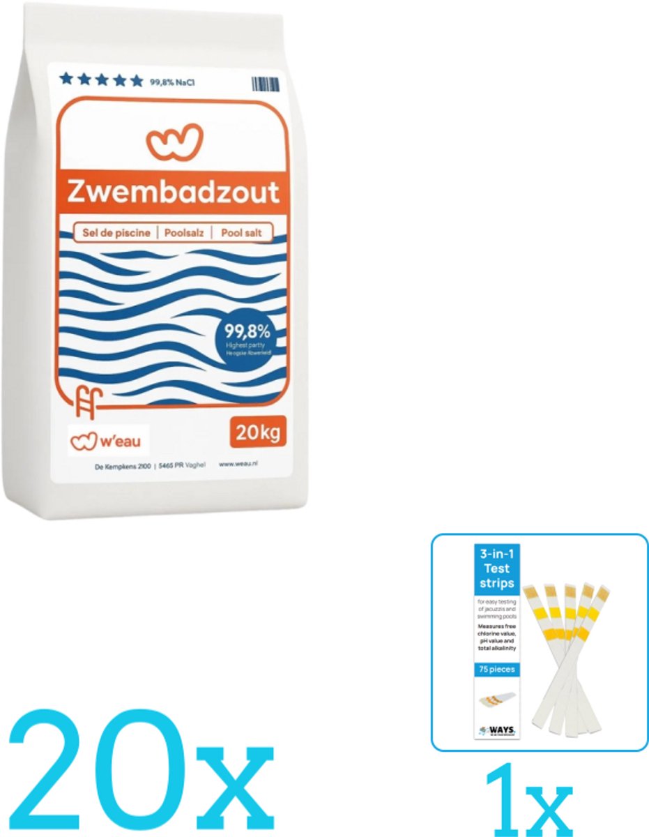WEAU - Zwembadreinigingsmiddel - Zwembadzout - 20 kg - Volumebundel - Zwembadzout - 20-delig