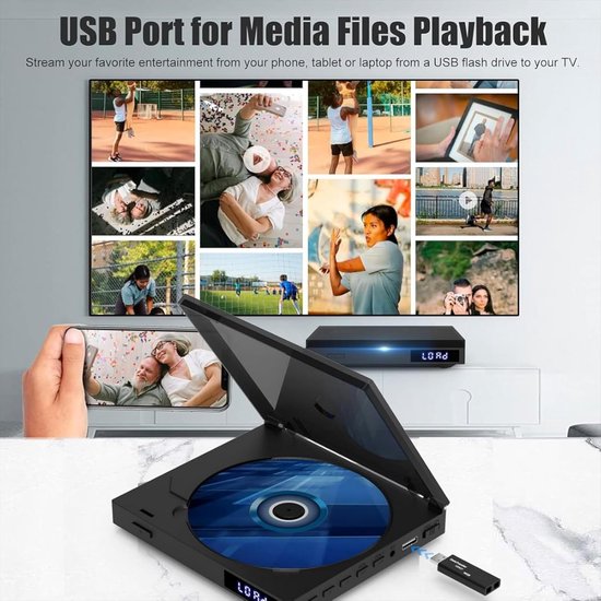 DVD Speler met HDMI - Blu Ray Spelers - Externe DVVD Speler - Zwart - Home — afbeelding 3