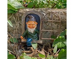 NIWWIN Tuinkabouter, boomdecoratie van harsstandbeeld, miniatuurstandbeelddecoratie. Accessoires voor tuindecoratie, ambachten voor dwerglandschapsarchitectuur. (Male) (Male)