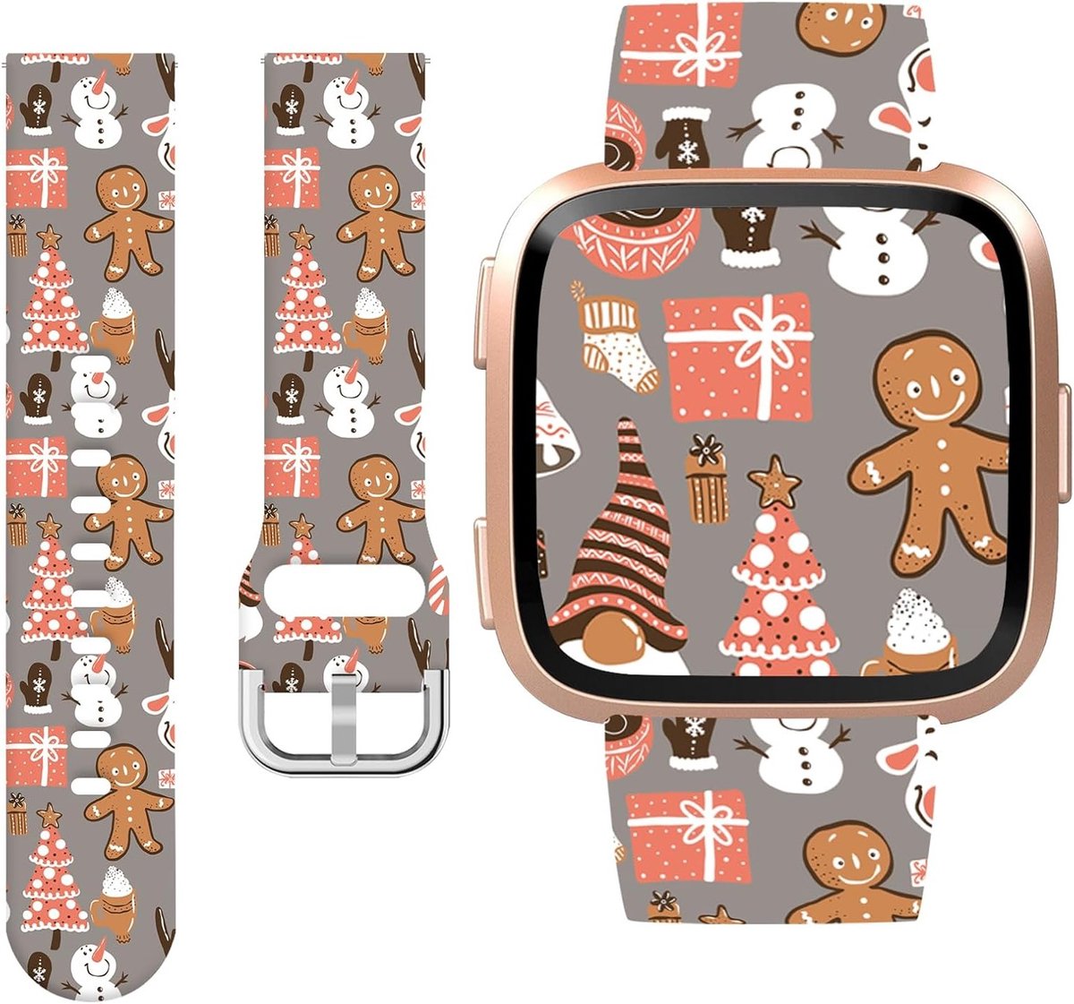 Feestelijke Armband voor Fitbit Versa, Versa 2 en Versa Lite - Zachte Siliconen Vervangarmband voor Dames en Heren, Perfect voor de Kerstperiode