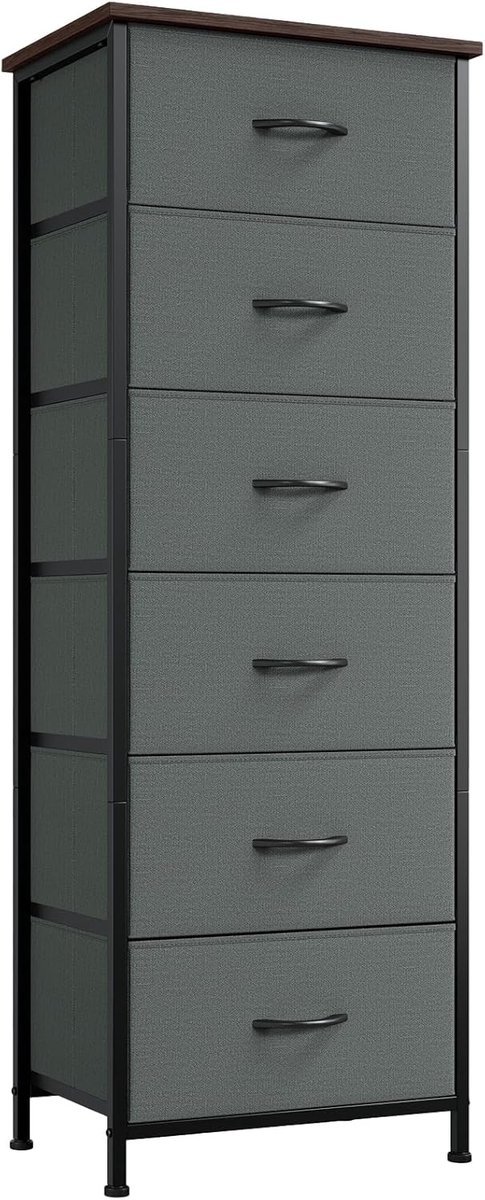 Ladekast Met Laden - Opbergkast - Ruimte Organiseren - Stalen Frame - 115cm Hoog - Donkergrijs