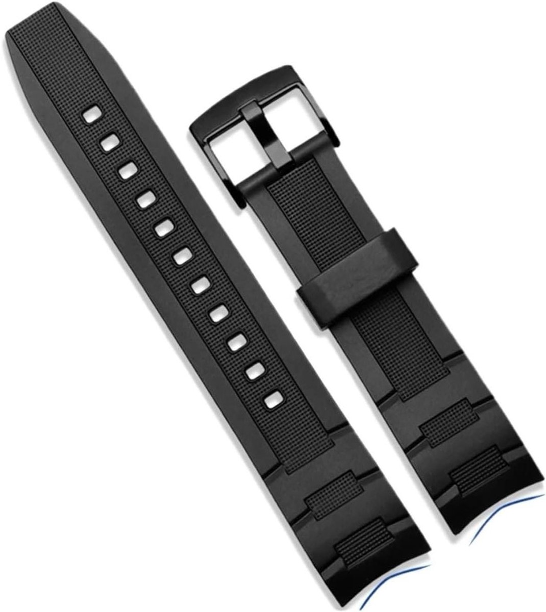 Horlogeband Rubber - Sport Armband - Dagelijks Gebruik - Gebogen Einde - 22mm - Zwart
