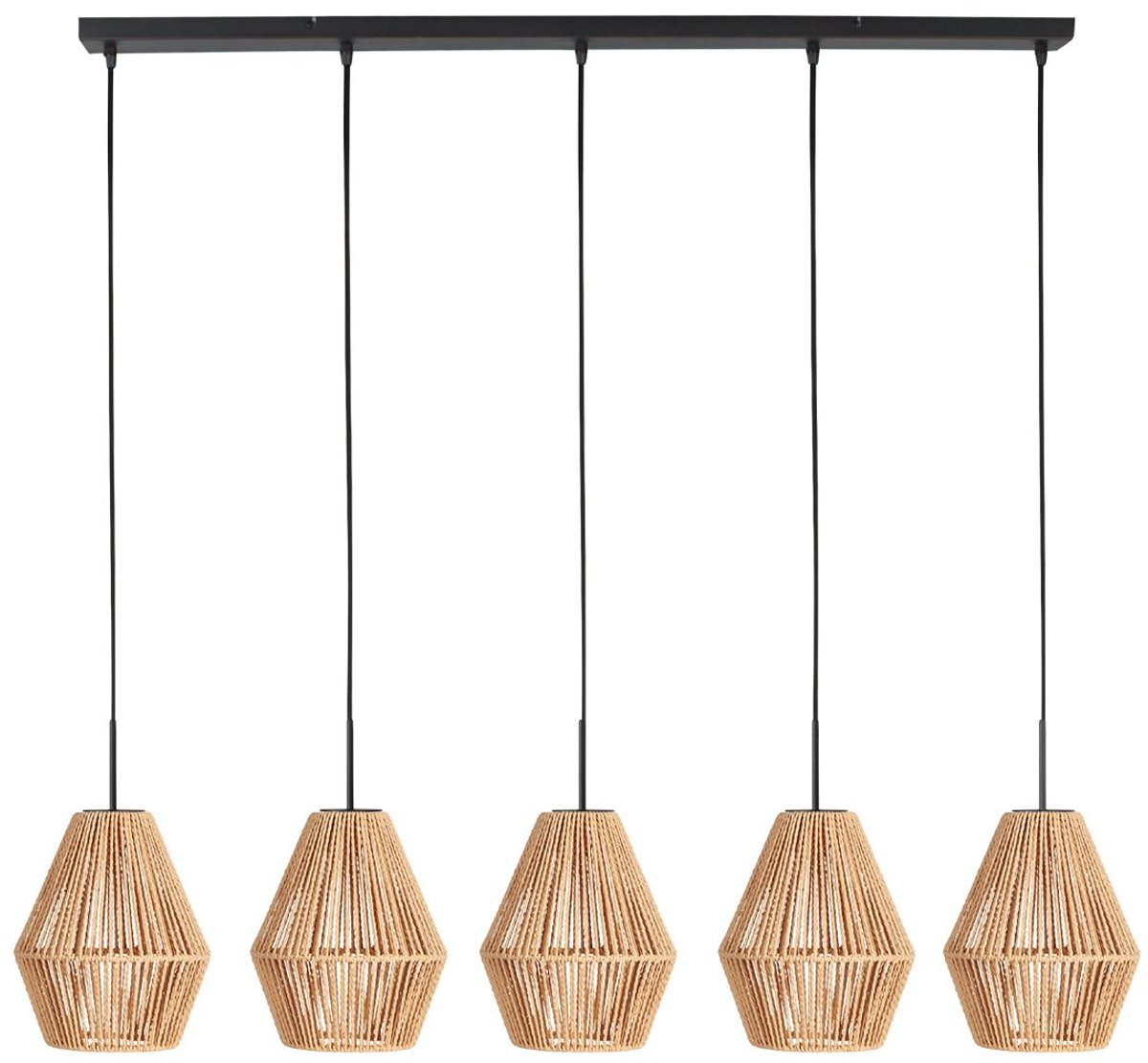 Mexlite - Hanglamp - HaloSwap - Naturel Zwart - Katoen - Grote Eettafellamp - E27 - 4531ZW