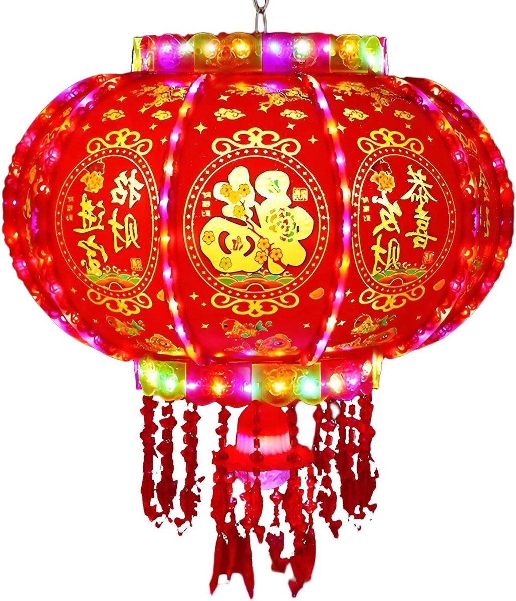 Draaiende Lantaarns - Hangende Decoraties - Feestelijke Versiering - Traditioneel Ambacht - Tot 50 cm - Rood