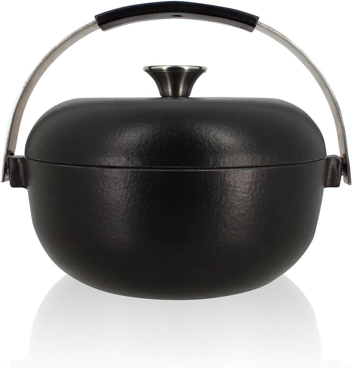 Stoofpan Gietijzer - Braadpan Rond - Langzaam Garen - Alle Warmtebronnen - 25 cm - Zwart