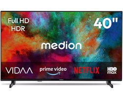 MEDION 100.3 cm 40" HD TV Smart TV HDR VIDA Store Prime Video Disney+ DAZN HbbTV PVR Bluetooth HD+, MD840101