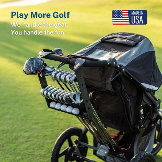 Kinderwagen Accessoire - Golfhouder Kinderwagen - Golfen met gezin - Universele pasvorm - 30x35x10 cm - Zwart — afbeelding 3