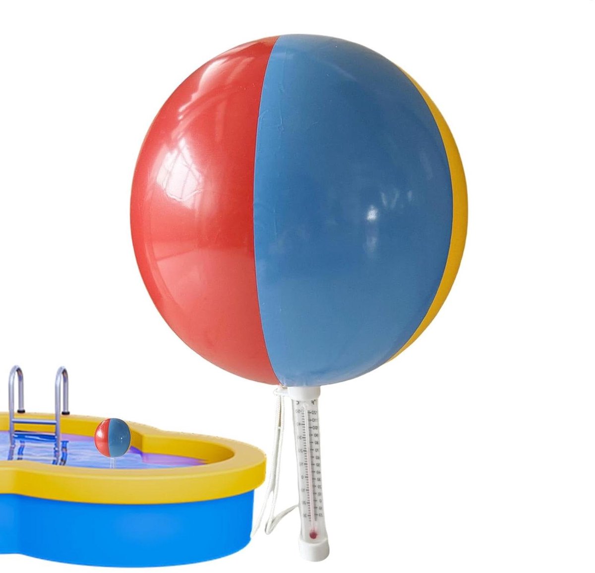 Zwembadthermometer Drijvend - Watermeter Koord - Temperatuur Meten - Duidelijk Afleesbaar - 38 cm - Meerdere Kleuren