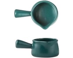 Melkschuimbeker 2 stuks - Crèmekan Kruidenschotel - Koffie Bereiden - Comfortabel Handvat - 80 ml - Donkergroen