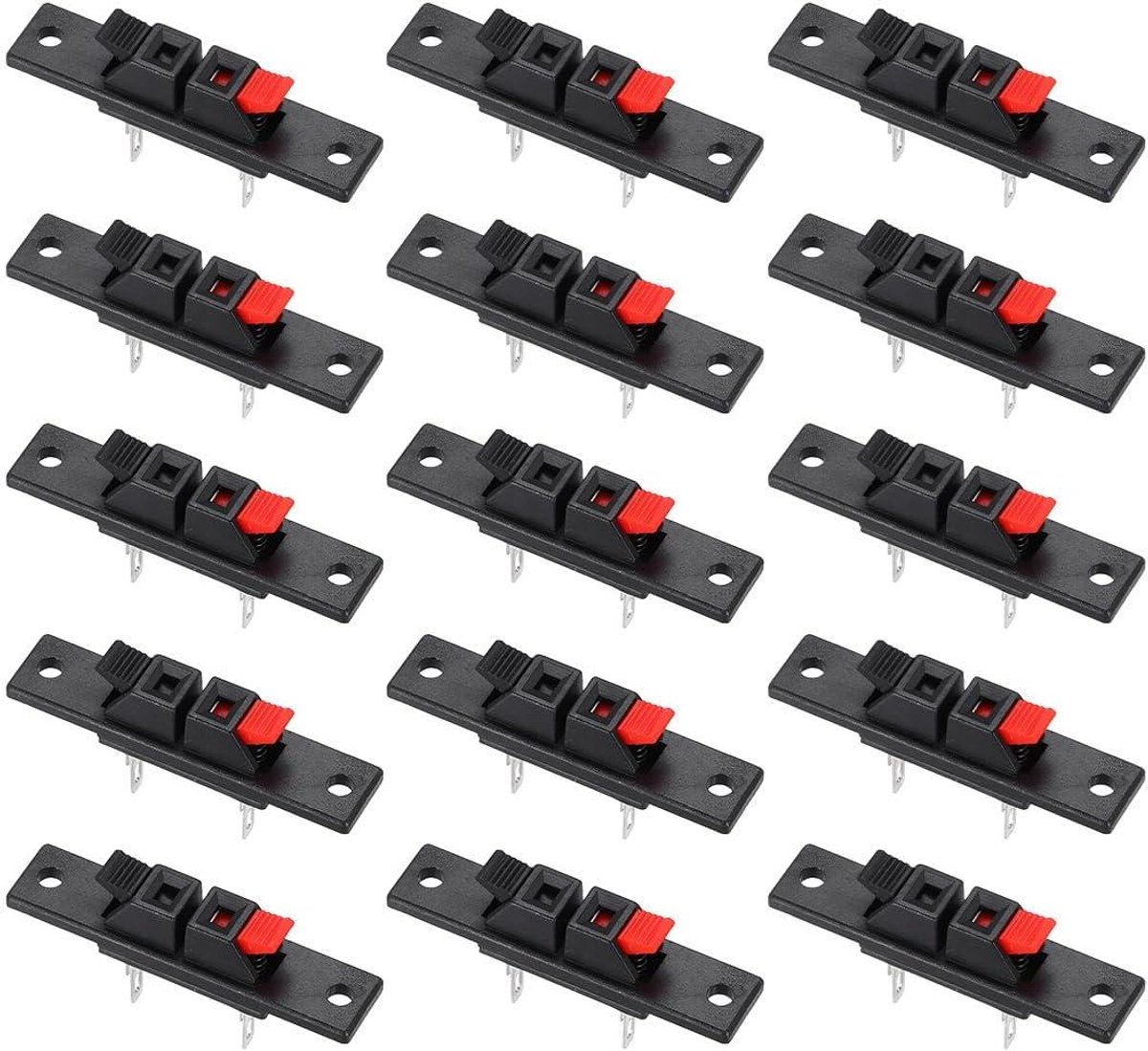 Luidspreker Connectoren - Veren Klemmen - Audio Aansluiten - Veerontwerp - 15 Stuks - Zwart Rood