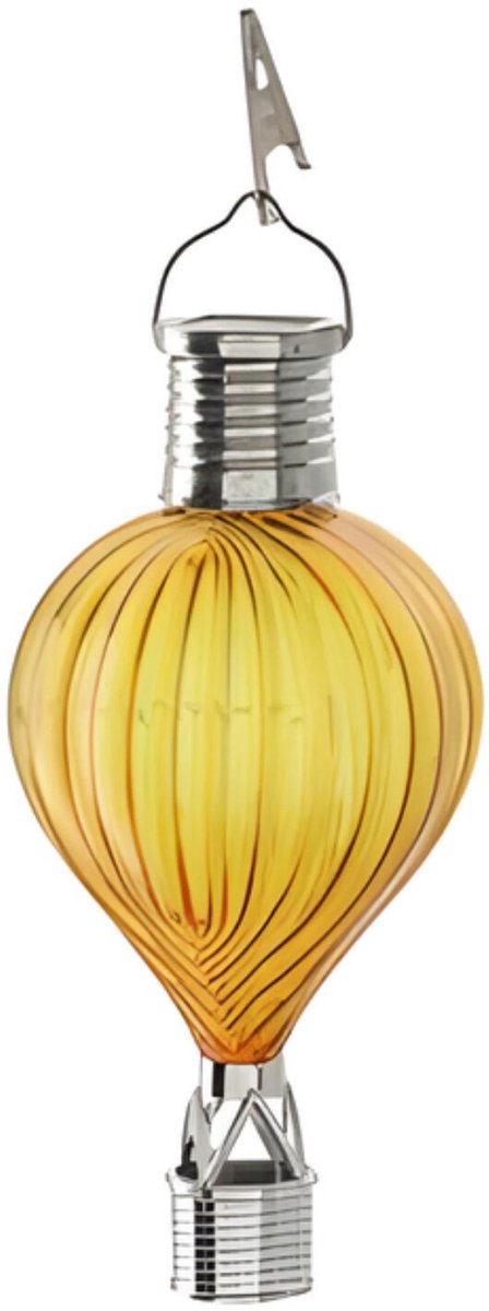 Cepewa Solar LED ballonhanger - geel - H17 cm - luchtballon - tuinverlichting/buitenlamp