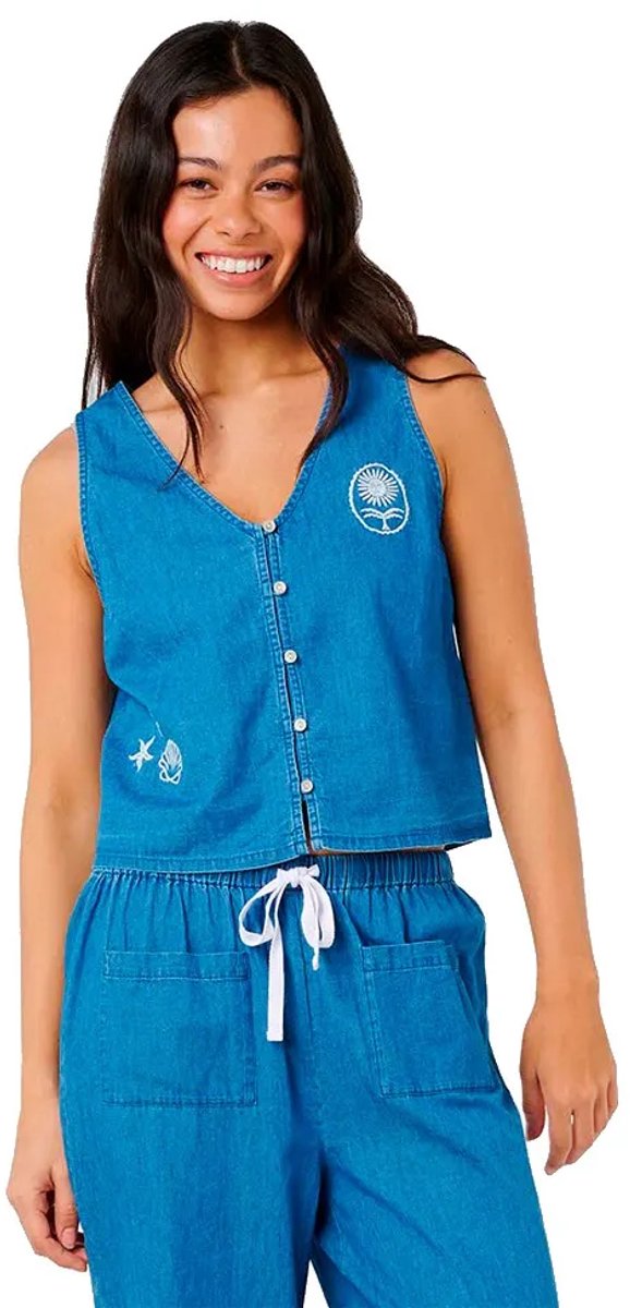 Rip Curl Catalina Island Chambray Overhemd Met Korte Mouwen S Vrouw Blauw
