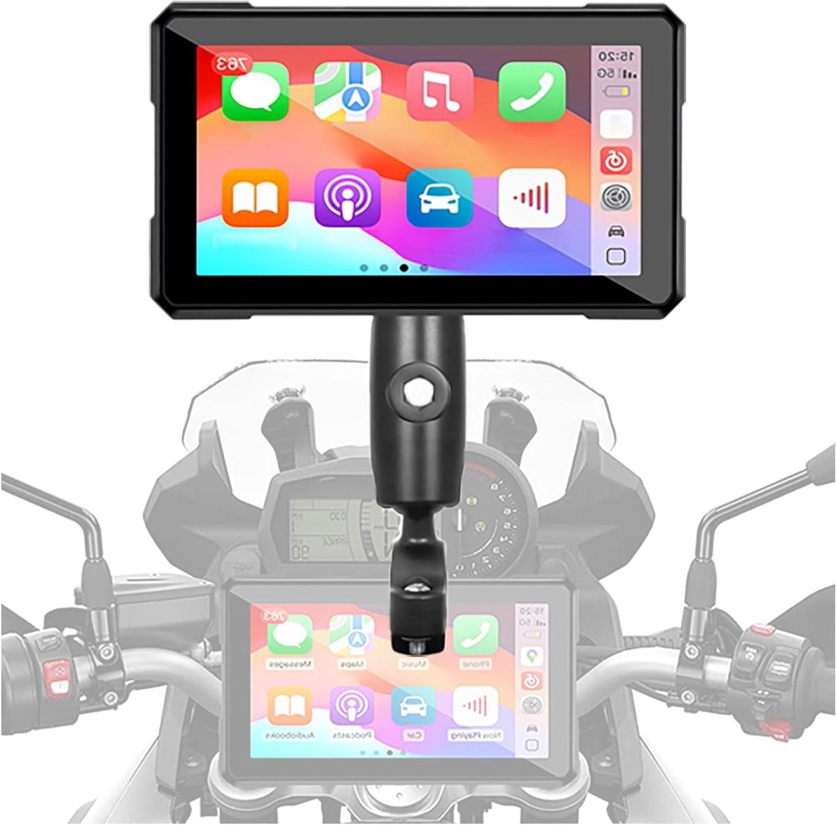Motor GPS Scherm - Navigatie Display - Motor Navigatie - Draadloos CarPlay - 5 inch - Zwart