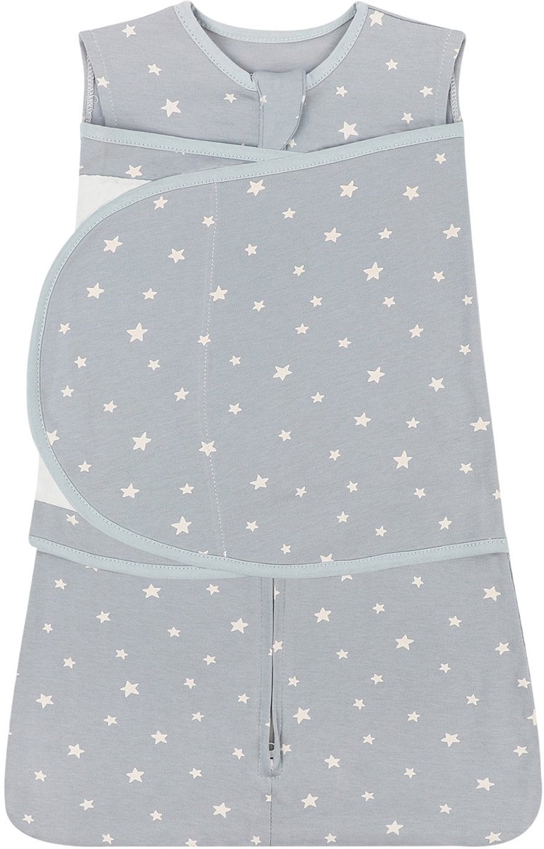 Topmelon Baby Slaapzak - Wrapper - Baby Zomerslaapzak - Baby inbakerdoek - Met Stille Klittenband - Anti-Schrikreflex - 100% Katoen Grijs Lengte 65cm