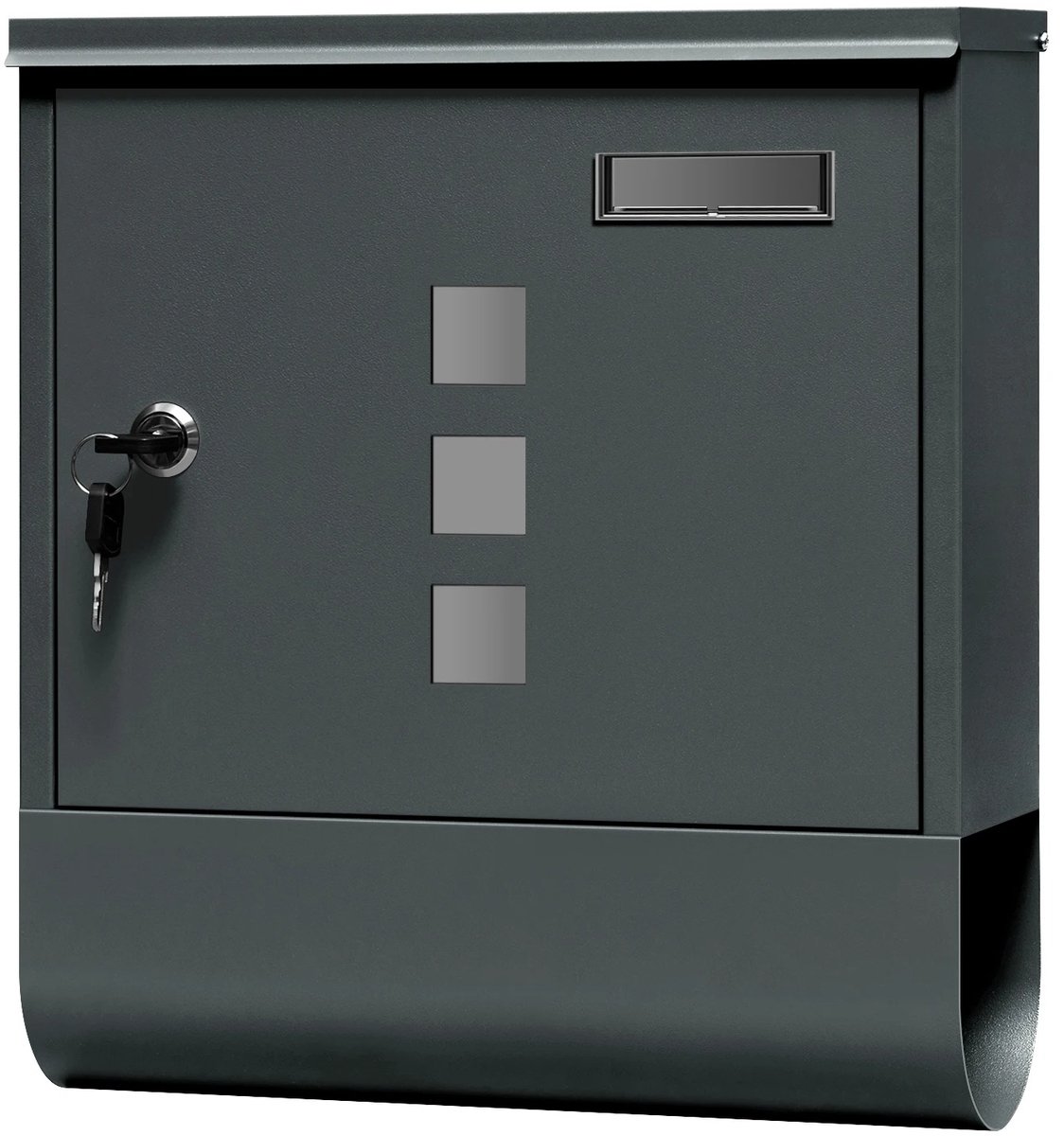 DailyDamaar brievenbus - Brievenbak - Postbus - Postvak - Krantenhouder - Antraciet - 33.5x30.5x10 cm - Afsluitbaar - Staal - Wand