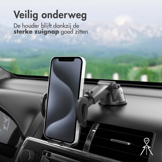 imoshion 2-in-1 Telefoonhouder Auto met Krachtige Zuignap voor Dashboard en Raam - Verstelbaar en 360° Draaibaar - GSM Houder - Universeel