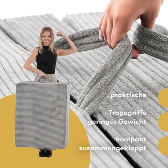Vouwmatras Gastenmatras - Opvouwbaar Bed - Comfortabel Slapen - Extra Dik Schuim - 90 x 200 cm - Grijs — afbeelding 5