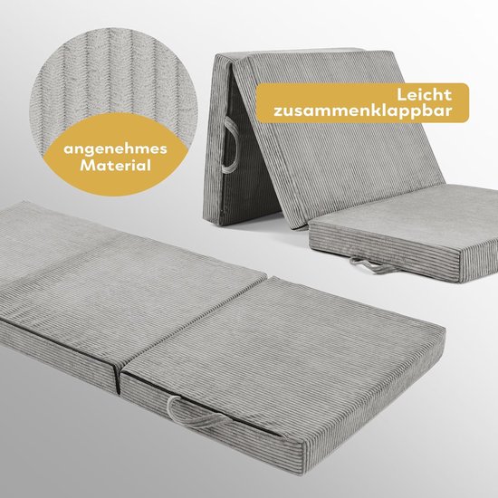 Vouwmatras Gastenmatras - Opvouwbaar Bed - Comfortabel Slapen - Extra Dik Schuim - 90 x 200 cm - Grijs — afbeelding 4