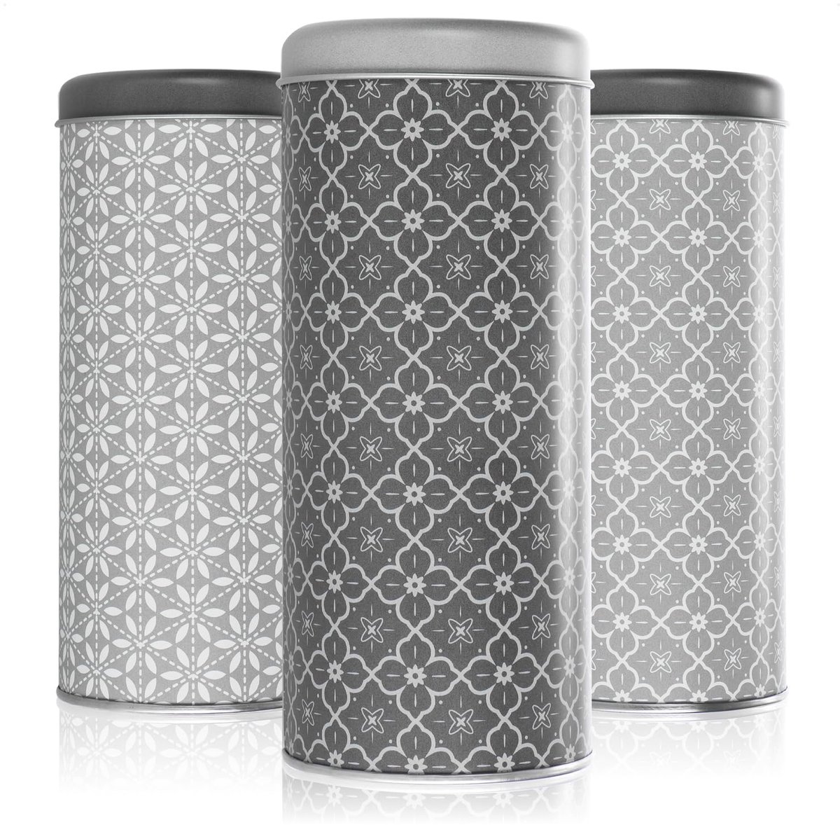3x Koffieblik met Deksel – Metalen Voorraadbus voor Koffie, Thee & Koekjes – Vintage Design – Bewaarblik Set – 3-delig