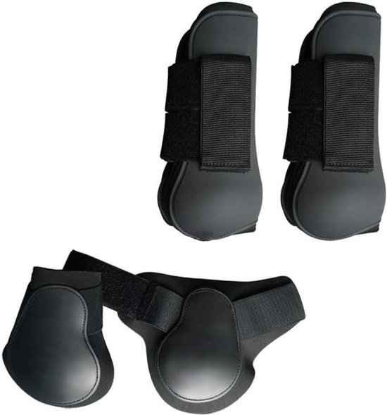 Paardrijden Beenbescherming - Paardensport Laarzen - Bescherming Paardenbenen - Schokabsorberend Neopreen - 4 stuks - Zwart Paardrijden Beenbescherming - Paardensport Laarzen - Bescherming Paardenbenen - Schokabsorberend Neopreen - 4 stuks - Zwart