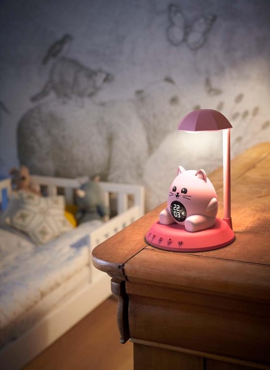 Nachtlampje Wekker - Kinderalarm - Slaapritme Leren - 6 Kindermelodieën - Standaard Grootte - Kat — afbeelding 4