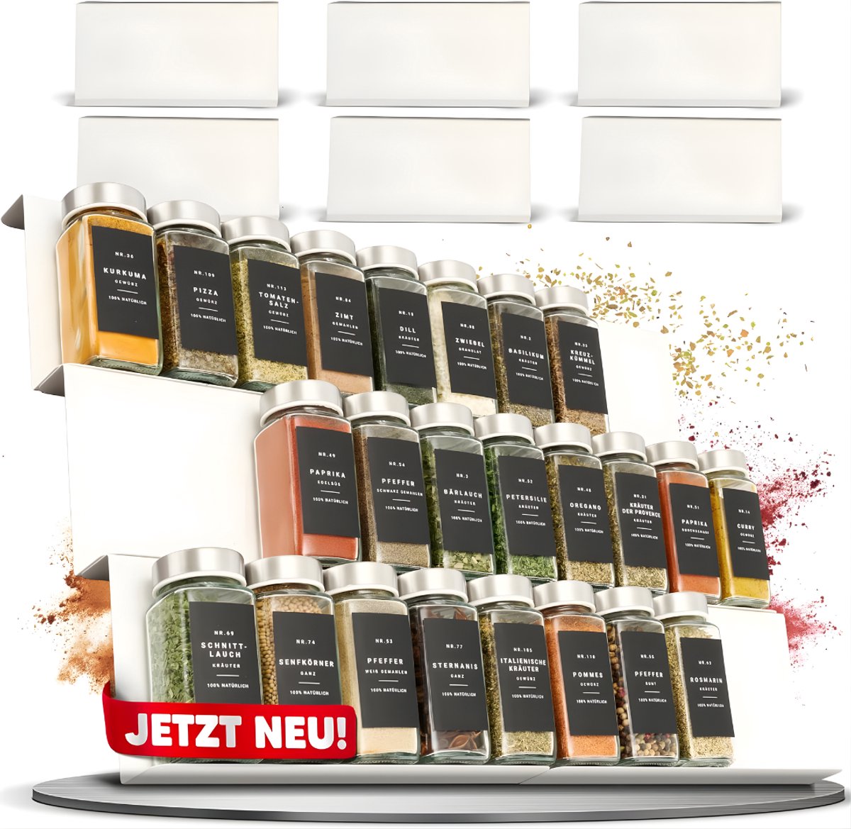 AHD® Kruidenpotjes - Kruidenrek Lade - Kruidenrek Lade Met Potjes - Kruidenrek Lade Organizer - Kruidenrek Voor Lade - Wit - 12cm x 12cm x 8cm