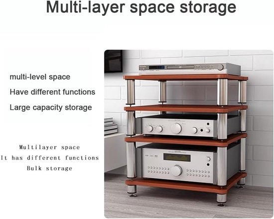 Hifi meubel - Audiomeubel luidsprekerstandaard - Geluidskwaliteit verbeteren - Schokdemperpoten - 60 x 48 x 60 cm - Rood — afbeelding 4