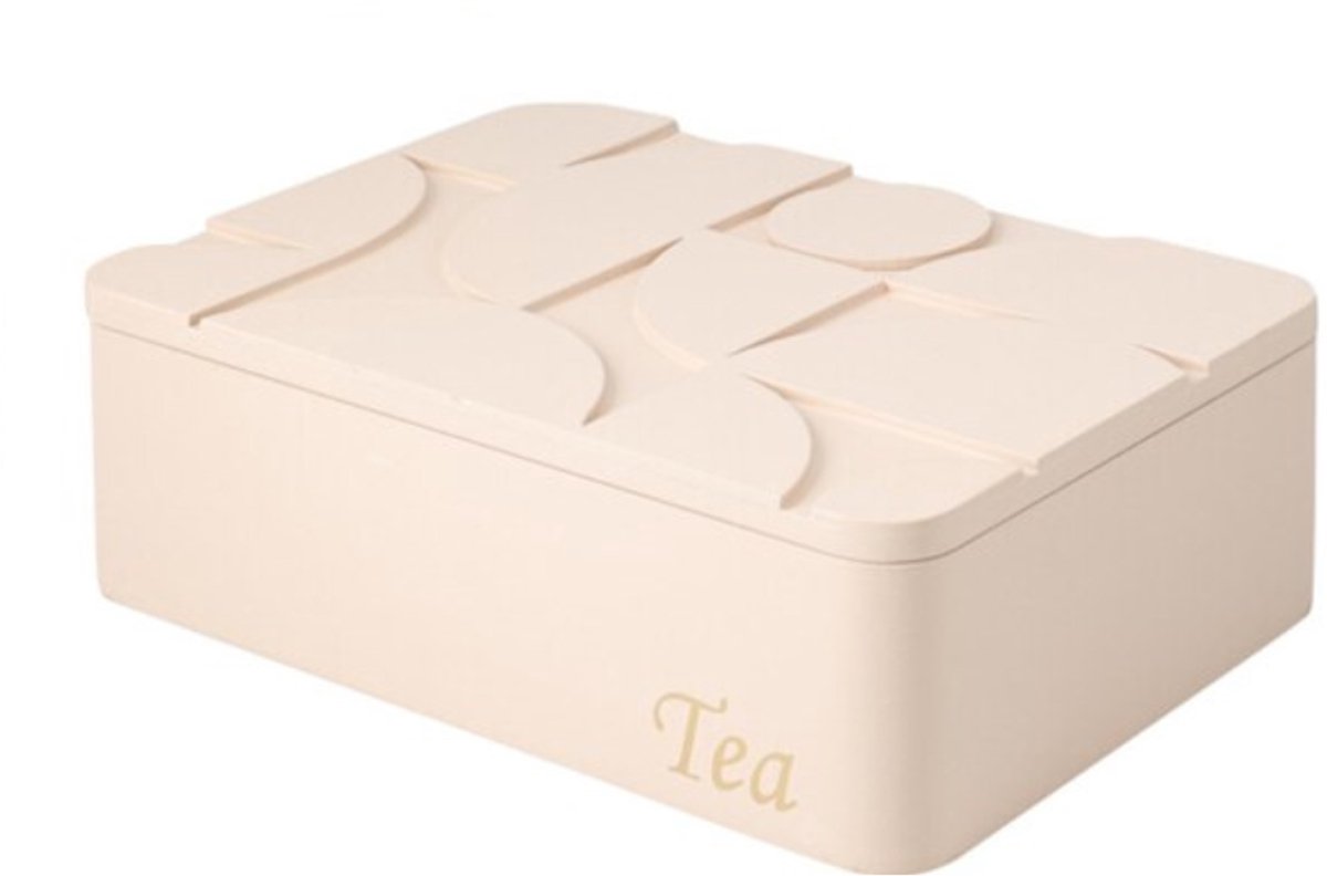 Home & Styling Theedoos - 6 vakken - MDF - 24x17cm - Beige