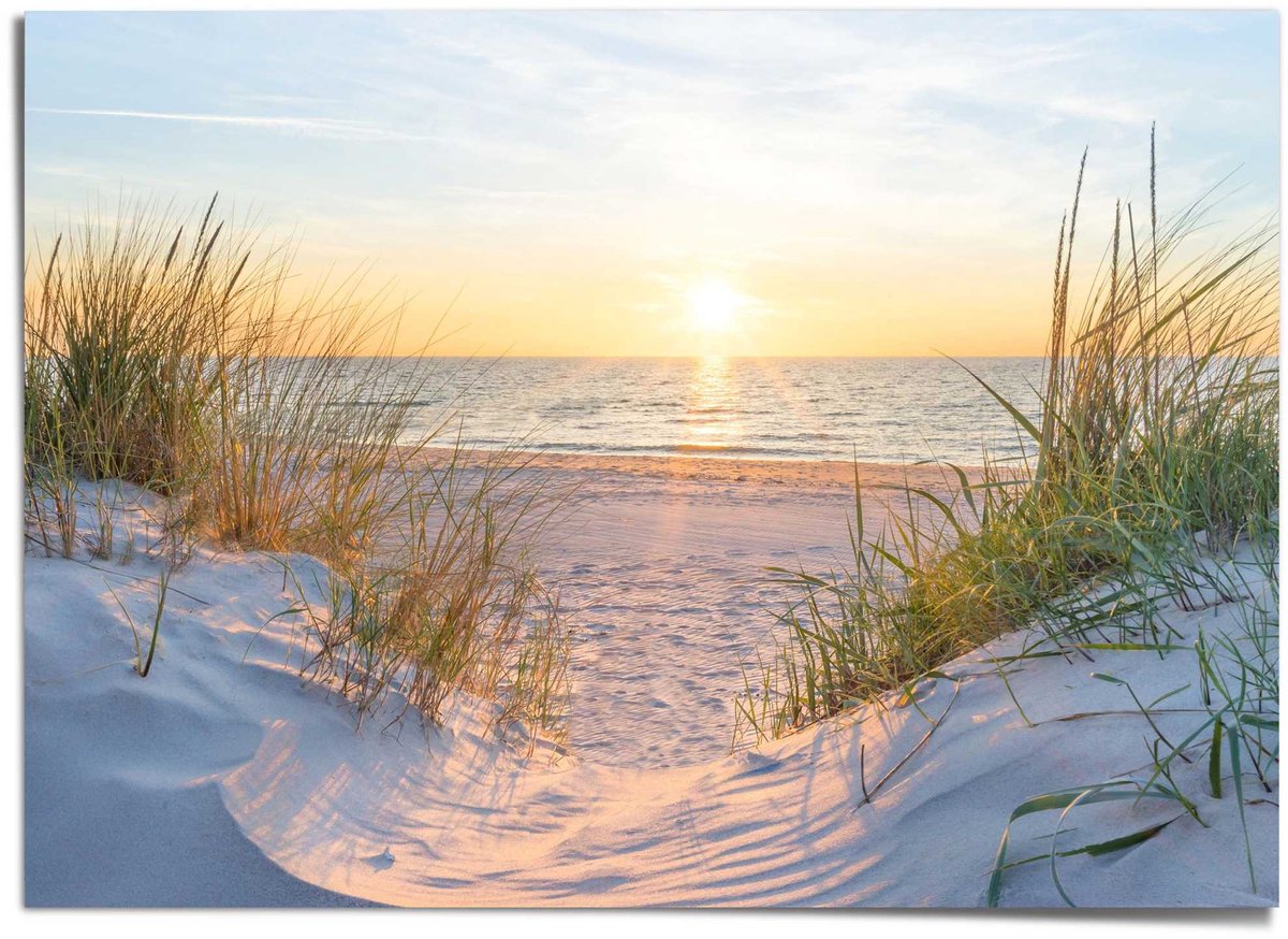 REINDERS XXL Poster Zonsondergang in de duinen - 100 x 140 - Papier - REINDERS Beige