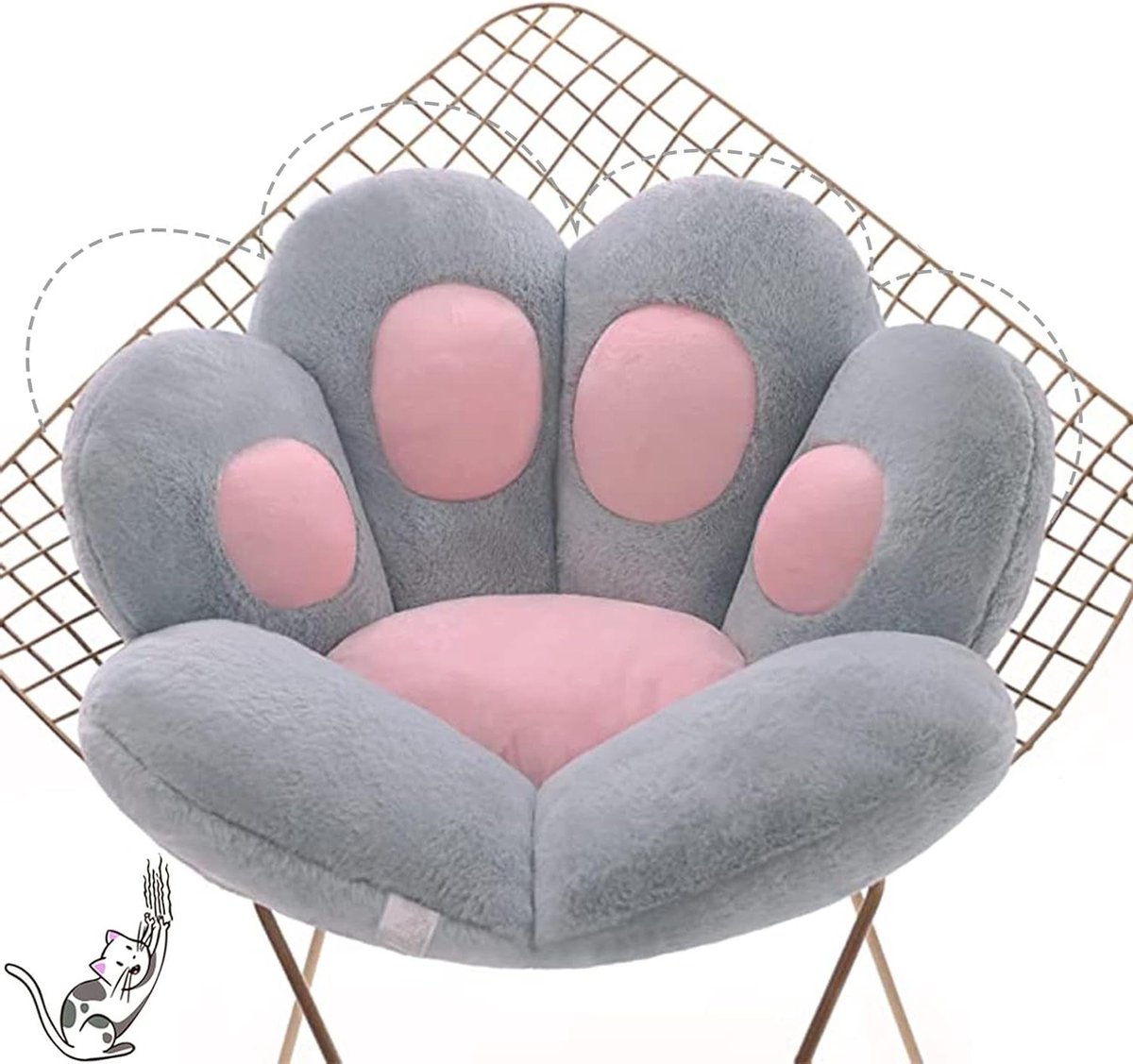 Fauteuil Zitkussen - Stoelkussen Pluche - Comfort Zitten - Omkeerbaar Bloem Beer - 40x34x5