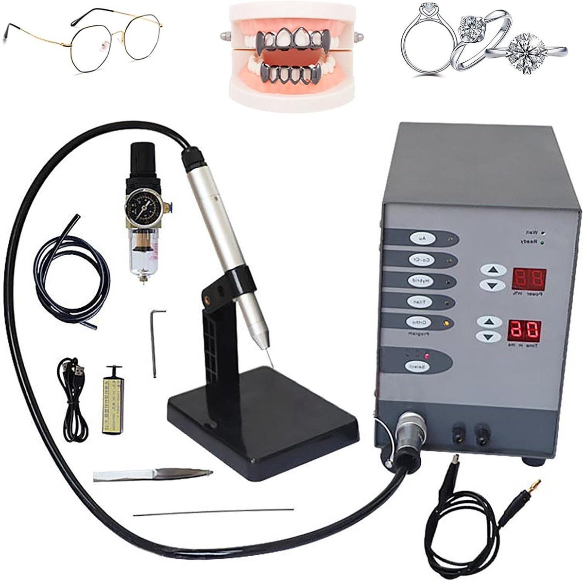 Puntlasapparaat - Argon lasapparaat - Sieraden repareren - 100 W Puls functie - 35x30x25 cm - Grijs